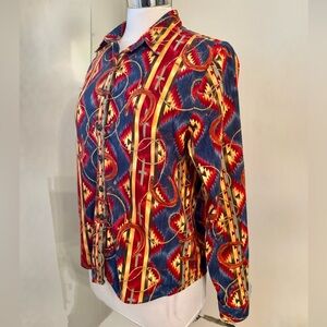 Women’s Vintage Panhandle slim western shirt colorful cowgirl chic M Rodeo Aztec
